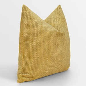 Yellow Textured Throw Pillow Cover • Yellow Boho Euro Sham • We Pay Duty for USA • Textured Super Soft Thick Cushion •• All Sizes