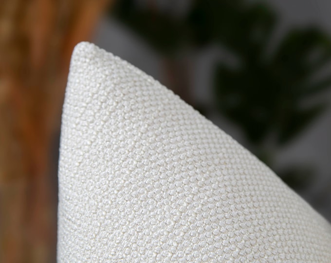 Off White Linen Pillow Cover • Neutral Throw Pillow Case • Woven Cream Euro Sham Cover • Decorative Cushion • Sofa Pillow Cover •All Sizes