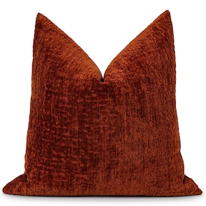 Dark Terracotta Pillow Cover | Textured Cozy Throw Pillow, We Pay Duty for USA