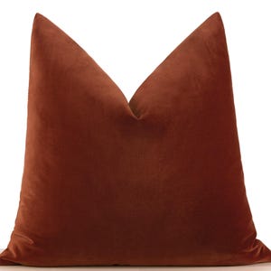 Terracotta Velvet Pillow Cover • Velvet Euro Sham Cover • We Pay Duty for USA • Rust Cushion Cover • Solid Velvet Soft Fabric •• All Sizes