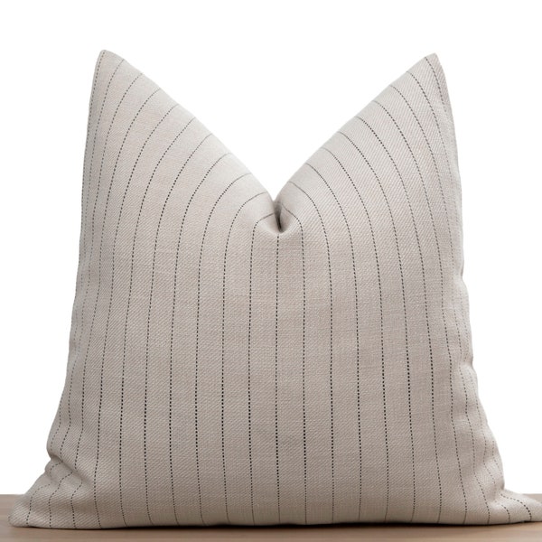 Neutral Striped Pillow Cover, Striped Euro Sham,  Tan Boho Throw Pillow, Modern Farmhouse Woven Pillow Cover | All Sizes