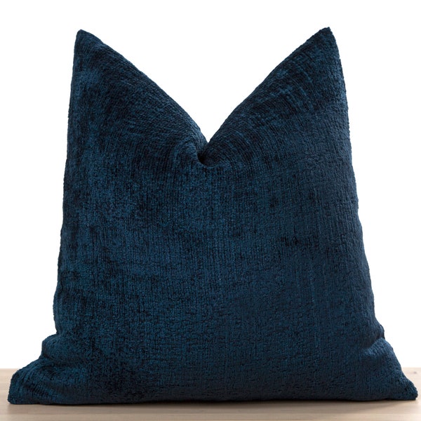 Taie d'oreiller bleu marine foncé • Tissu épais texturé super doux • Taie d'oreiller bleu marine • Coussin moelleux •• Toutes les tailles