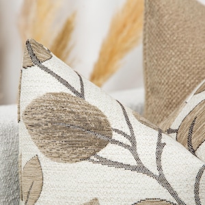 Neutraler Mid-Century Kissenbezug | Botanischer gewebter Euro Sham & Kissen