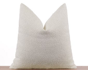 Cream Boucle Pillow Cover, Boucle Euro Sham Cover, Cream Textured Cushion, Boho Home Decor, Bouclé Cushion, Lumbar Boucle Pillow | All Sizes