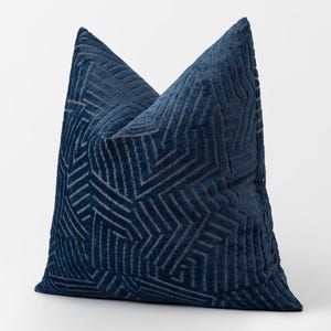 Navy Geometric Pillow Cover • Navy Blue Throw Pillow • We Pay Duty for USA • Navy Euro Sham • Textured Soft Designer Fabric •• All Sizes