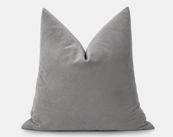 Gray Velvet Pillow Cover | Soft Solid Euro Sham