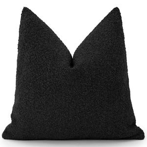 Black Boucle Pillow Cover | Soft Textured Throw Pillow, Euro Sham