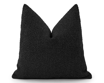 Black Boucle Pillow Cover | Soft Textured Throw Pillow, Euro Sham