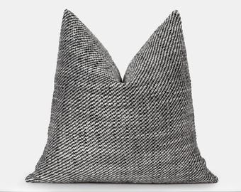 Shabby Woven Boho Pillow Cover | Black and White Soft Euro Sham & Cushion
