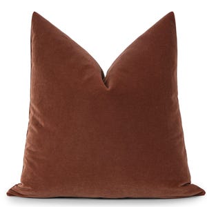 Cinnamon Brown Velvet Pillow Cover | Dusty Terracotta Cushion and Euro Sham