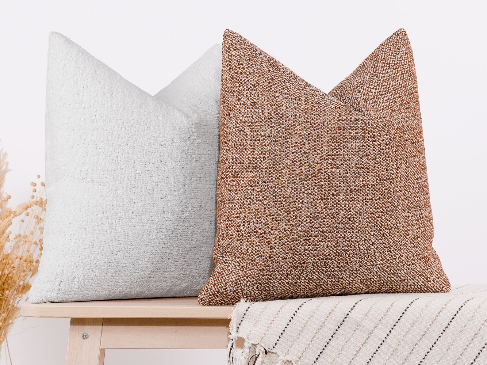 Woven Copper Pillow Cover Copper and Ivory Woven Fabric Etsy