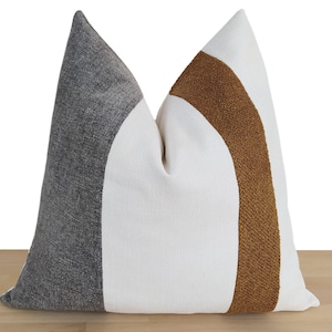 Color Block Linen Pillow Cover: Modern Farmhouse Decor
