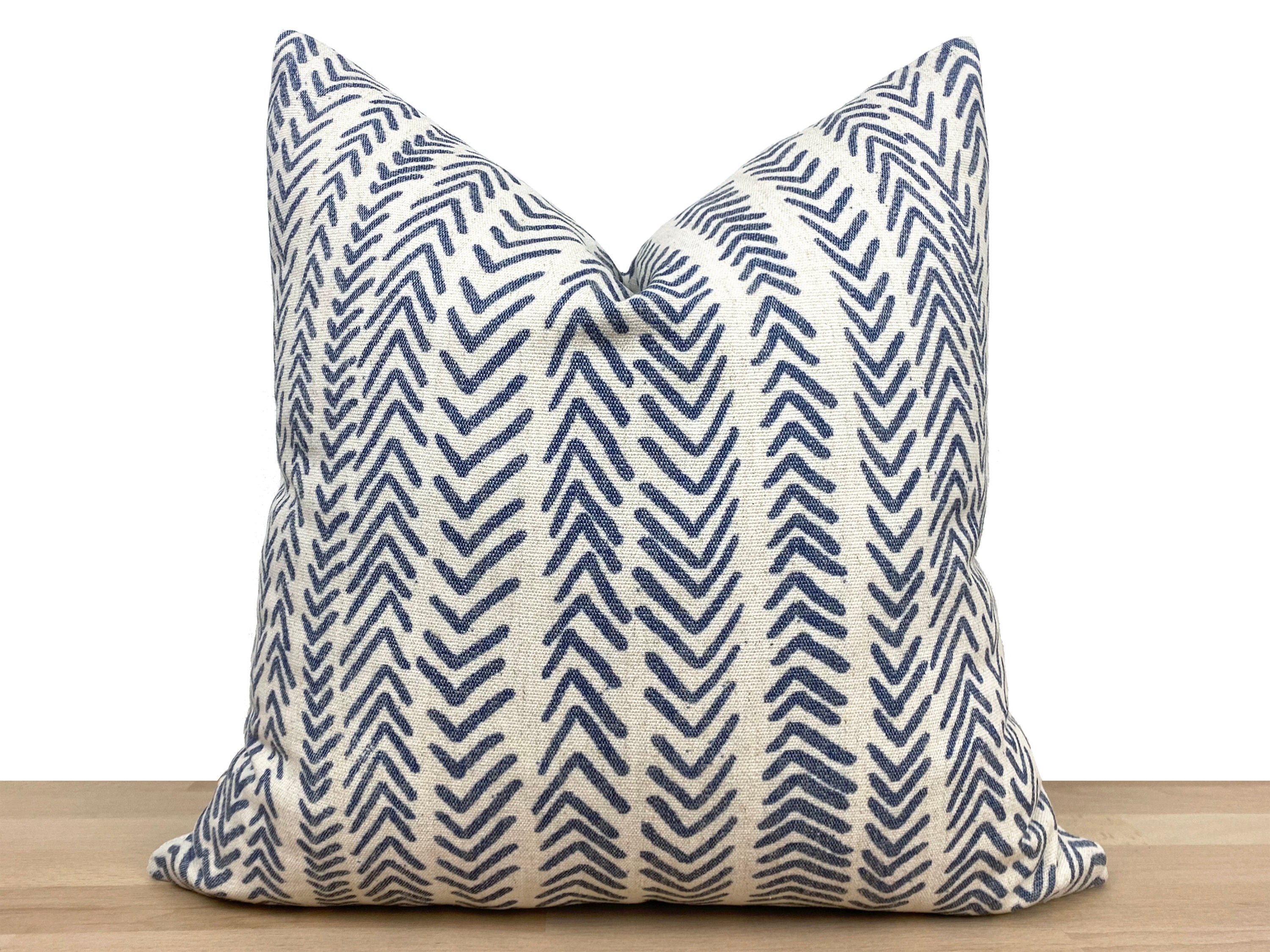 Blue Mudcloth Pillow Cover off White Indigo Arrow Design Linen Pillow Cover Boho Mudcloth Euro Sham Mudcloth Cushion All Sizes Etsy