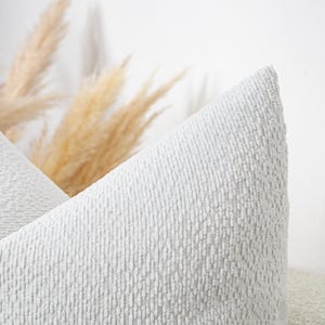 White Textured Pillow Cover | Soft Thick Fabric, Euro Sham & Cushion Sizes