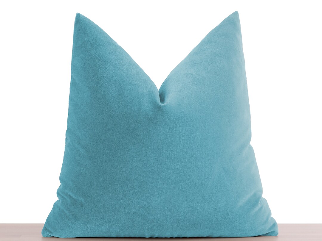 Cotton Velvet Light Blue Pillow Cover Soft Matte Velvet Etsy
