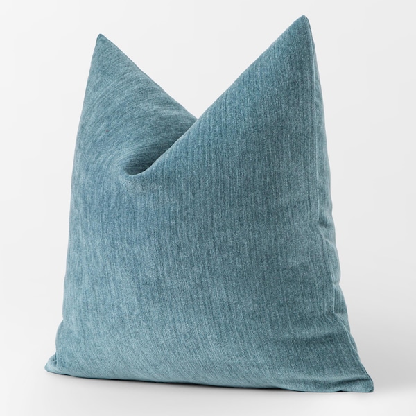 Teal Blue Woven Pillow Cover | Cozy Soft Euro Sham & Cushion