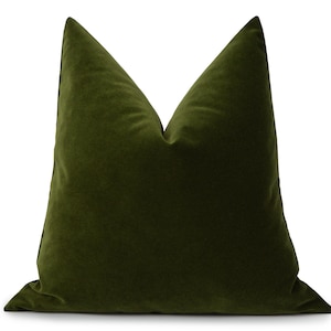 Green Velvet Pillow Cover: Soft Solid Fabric, Euro Sham & Cushion Sizes