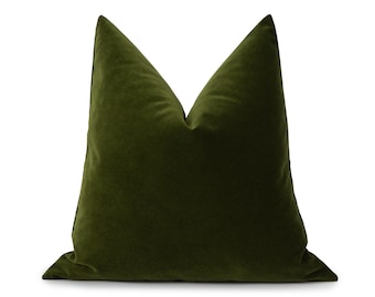 Green Velvet Pillow Cover: Soft Solid Fabric, Euro Sham & Cushion Sizes