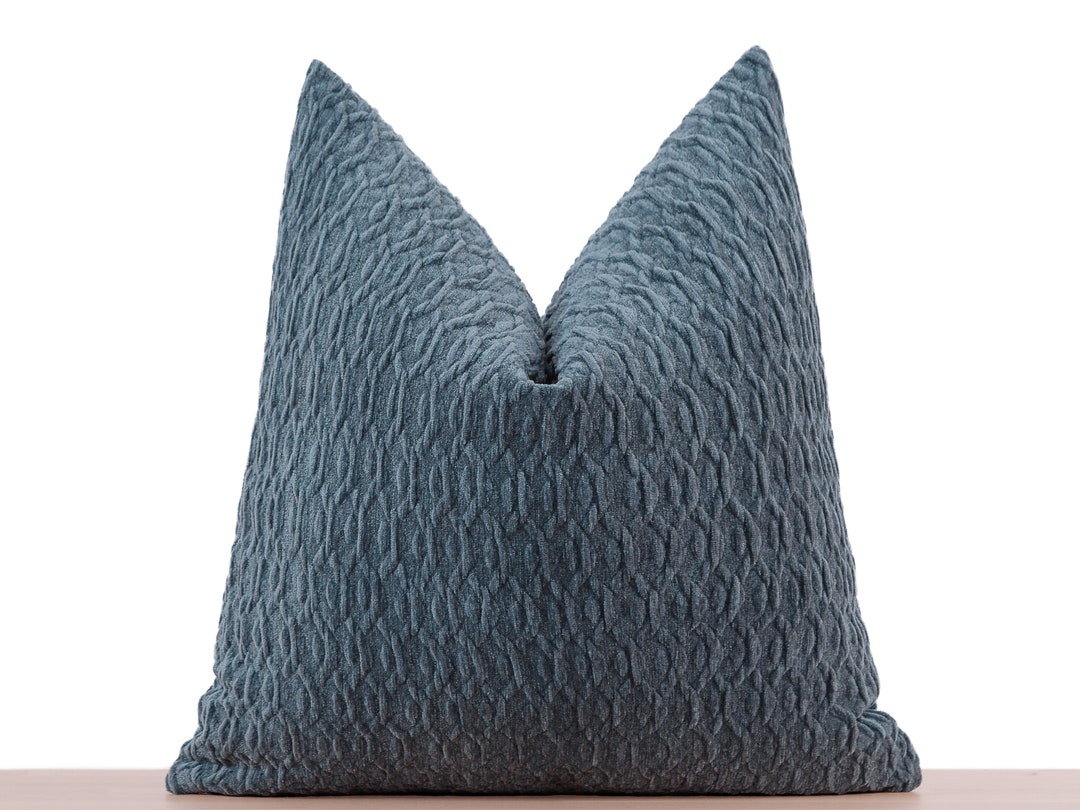 Dark Dusty Blue Pillow Cover Euro Sham Cover Geometric Pillow Dusty