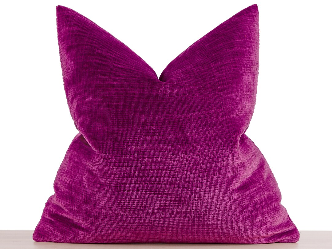 Dark Fuchsia Pillow Cover, Fuchsia Euro Sham, Textured Throw Pillow