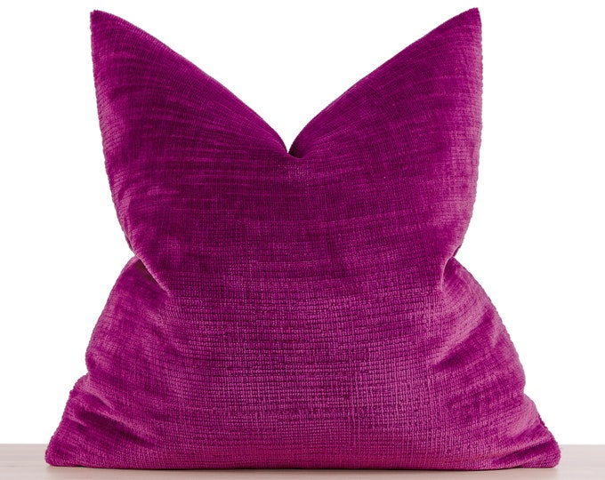 Dark Fuchsia Pillow Cover, Fuchsia Euro Sham, Textured Throw Pillow, Fuchsia Cushion Cover, Super Soft Fluffy Thick Fabric | All Sizes