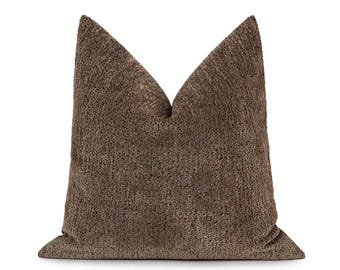 Housse de coussin texturée marron taupe | Taie d'oreiller bohème moelleuse, nous payons des droits pour les États-Unis