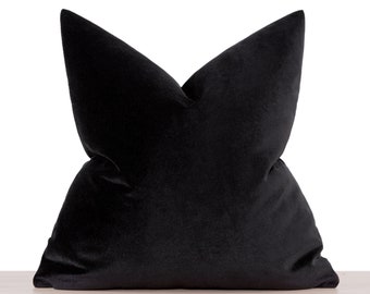 Housse de coussin en velours noir • Tissu en velours doux •• Toutes les tailles