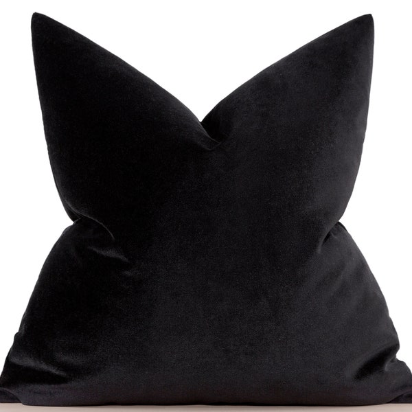 Black Velvet Pillow Cover • Soft Velvet Fabric •• All Sizes