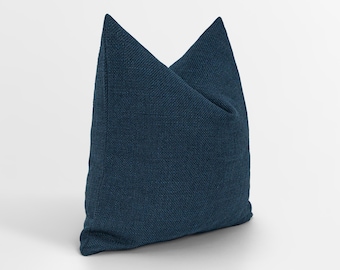 Navy Blue Linen Pillow Cover | Euro Sham & Cushion Sizes, We Pay Duty for USA