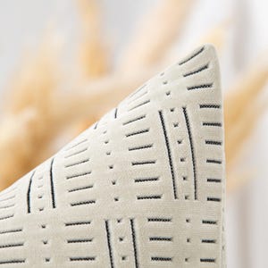 Striped & Dotted Pillow Cover | Soft Textured Ivory Euro Sham