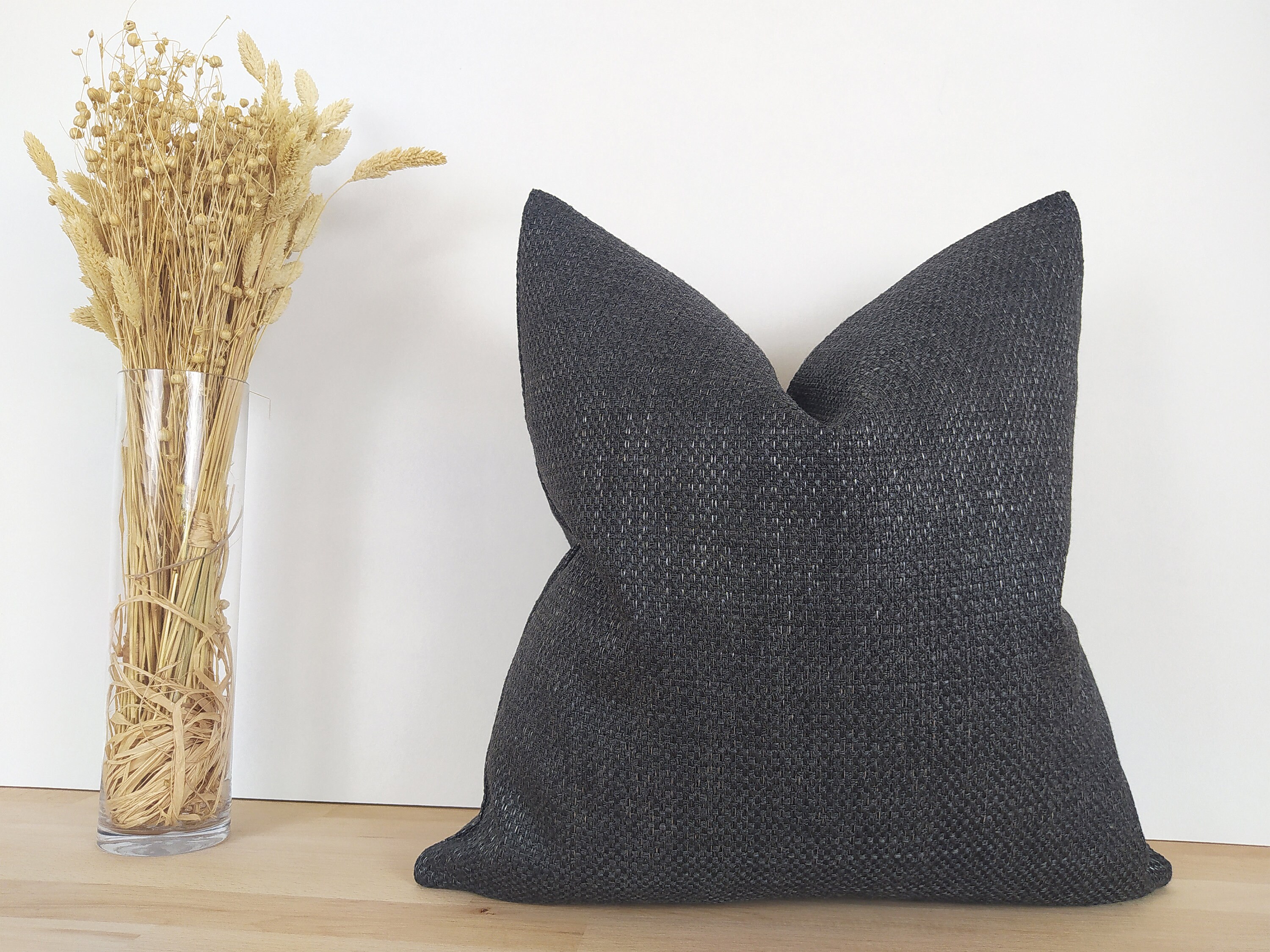 Woven Dark Gray Pillow Cover Throw Pillow Cover Euro Sham Etsy