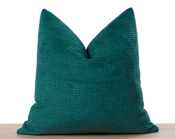 Dark Teal Cozy Pillow Cover • Textured Thick Soft Fabric • Teal Throw Pillow Cover • Euro Sham Cover • Decorative Cushion Cover •• All Sizes