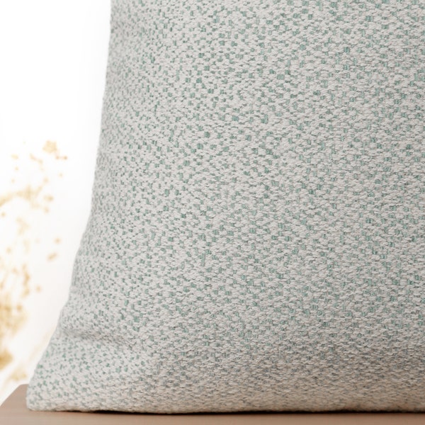 Teal Spotted Pillow Cover • Textured Ivory and Teal Boho Soft Throw Pillow Cover • Euro Sham Cover • Boho Home Decor •• All Sizes