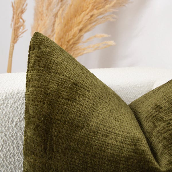 Olive Green Textured Pillow Cover | Super Soft Cotton Euro Sham