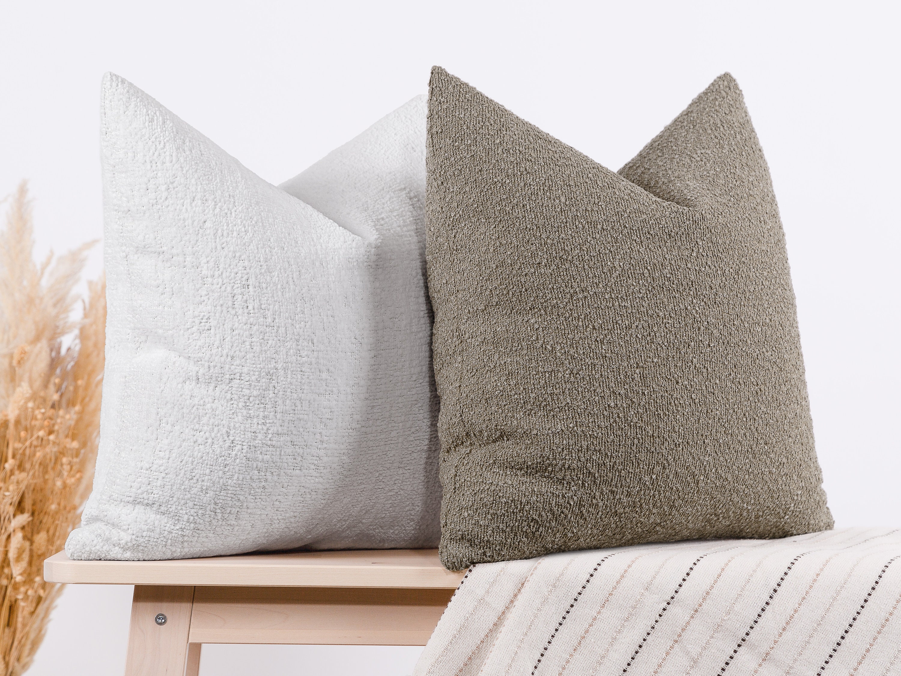 Taupe Boucle Pillow Cover Taupe Euro Sham Cover Textured Etsy