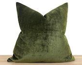 Dark Green Pillow Cover, Green Velvet Euro Sham Cover, Decorative Cushion Cover, Cotton Velvet Soft Fabric, Throw Pillow Cover All Sizes