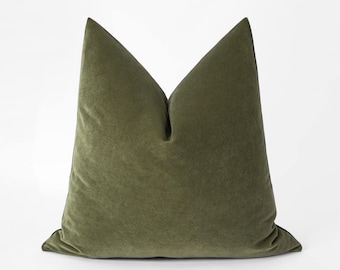Funda de almohada de terciopelo verde oliva / Funda de almohada y cojín europeos. Pagamos impuestos para EE. UU.