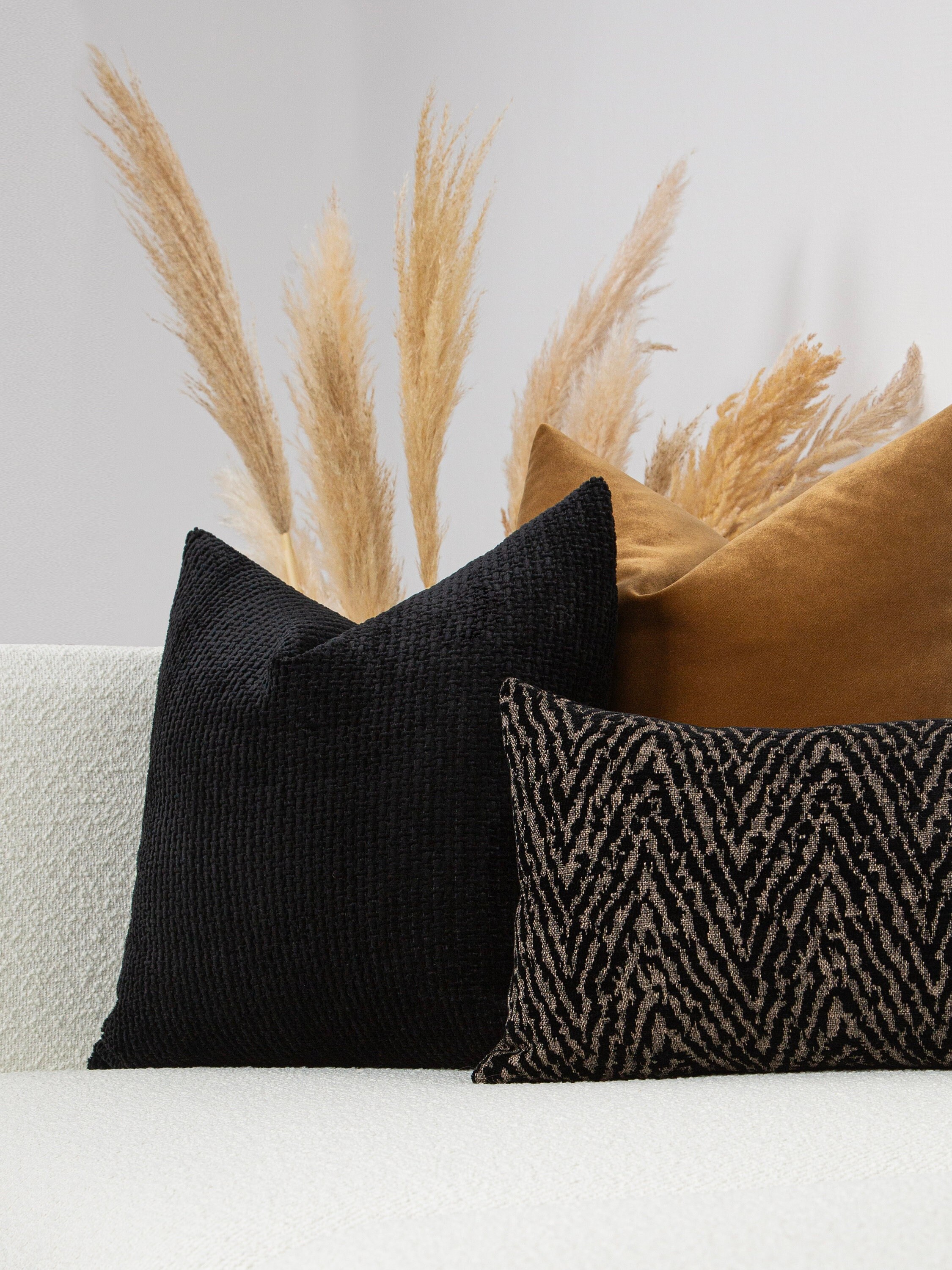 Black satin throw pillows sale