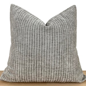 Light Gray Striped Pillow Cover • Striped Euro Sham Cover • Light Gray Throw Pillow • Striped Textured Soft Fabric •• All Sizes