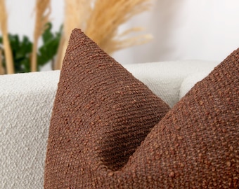 Terracotta Boucle Pillow Cover • Bohemian Throw Pillow • We Pay Duty for USA • Euro Sham Cover • Textured Thick Boucle Fabric •• All Sizes
