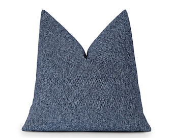 Marina Blue Pillow Cover • Blue Euro Sham • We Pay Duty for USA • Blue Decorative Sofa Pillow • Soft Thick Woven Linen Fabric •• All Sizes