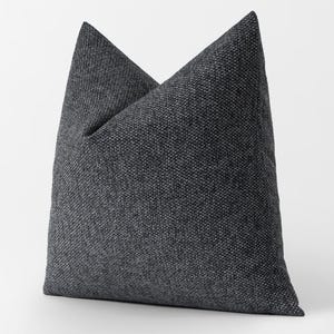 Charcoal Gray Pillow Cover • Euro Sham Cover •  We Pay Duty for USA • Cozy and Chic Style • Basket Weave Cushion Cover •• All Sizes