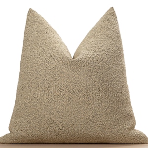 Sand Beige Boucle Pillow Cover: Soft Textured Throw Pillow