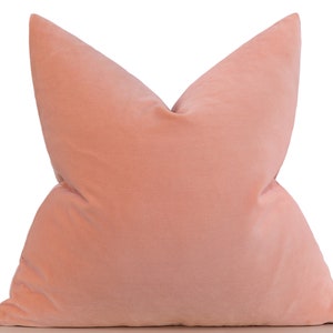 Peach Cotton Velvet Pillow Cover, Velvet Euro Sham Cover, Cotton Velvet Soft Matte Fabric, Peach Cushion, Natural Velvet Pillow | All Sizes
