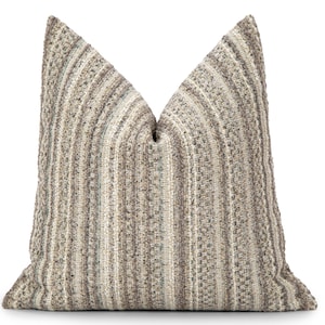 Taupe Bohemian Pillow Cover • Neutral Throw Pillow • Striped Earthy Pillow • Taupe Beige Euro Sham • Textured Thick Pillow •• All Sizes