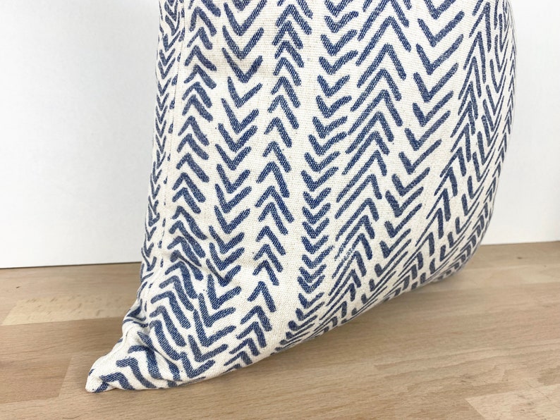 Blue Mudcloth Pillow Cover Off White Indigo Arrow Design Linen Pillow Cover Boho Mudcloth Euro Sham Mudcloth Cushion All Sizes image 5