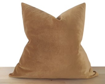 Camel Velvet Pillow Cover • Camel Euro Sham Cover •Velvet Throw Pillow • Velvet Soft Fabric •• All Sizes