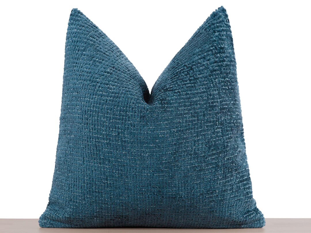 Dark Turquoise Pillow Cover Textured Throw Pillow Cover Euro Etsy