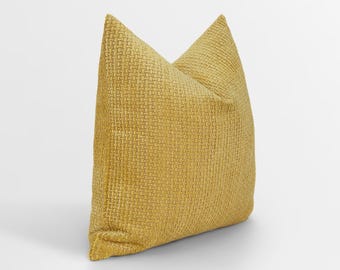Yellow Textured Throw Pillow Cover | Boho Euro Sham & Cushion