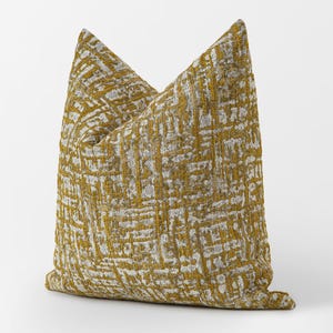 Woven Gold Pillow Cover | Ivory and Gold Structured Weave Euro Sham and Cushion